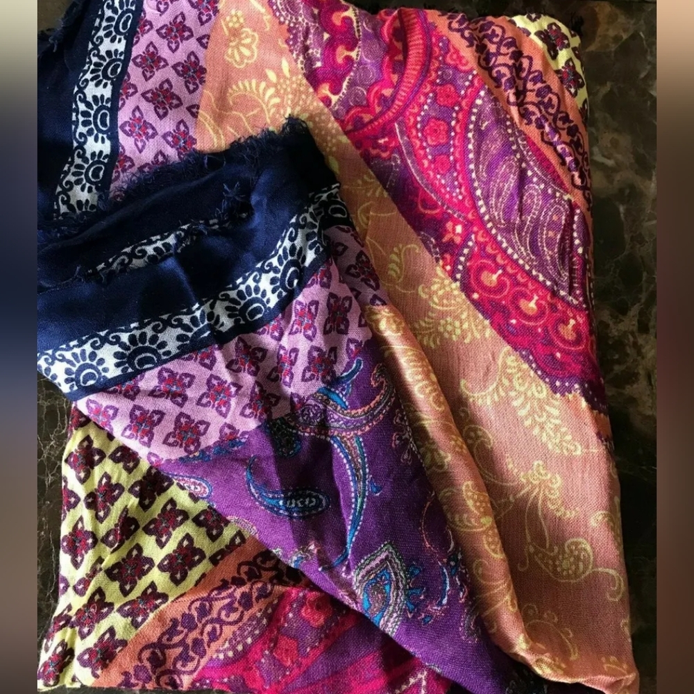 Tarnish - Large Square Paisley Patchwork Scarf - … - image 1